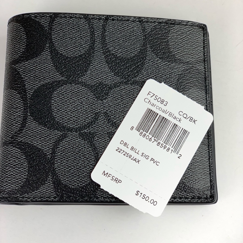 Coach Men’s Slim Billfold Signature Coated Wallet - Picture 4 of 7